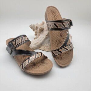 BUY ONE GET ONE FREE Elite by Corky's "Echo" Slip On Leather Sandal Black Size 7